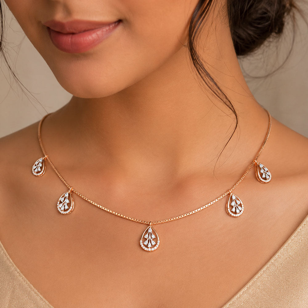 18K Rose Gold Diamond Necklace - 1.199ct VVS-EF