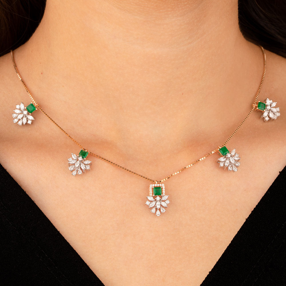 18K Two Tone Gold Diamond Necklace - 1.918ct VVS-EF with Colour Stones