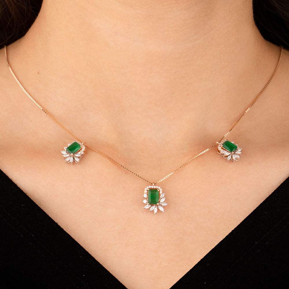 18K Two Tone Gold Diamond Necklace - 0.785ct VVS-EF with Colour Stones