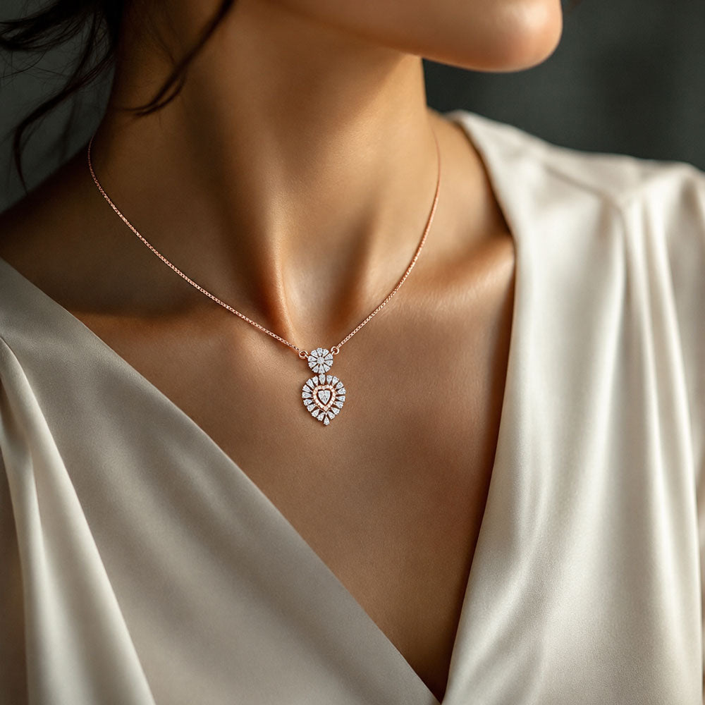 18K Two Tone Gold Diamond Necklace - 0.815ct VVS-EF