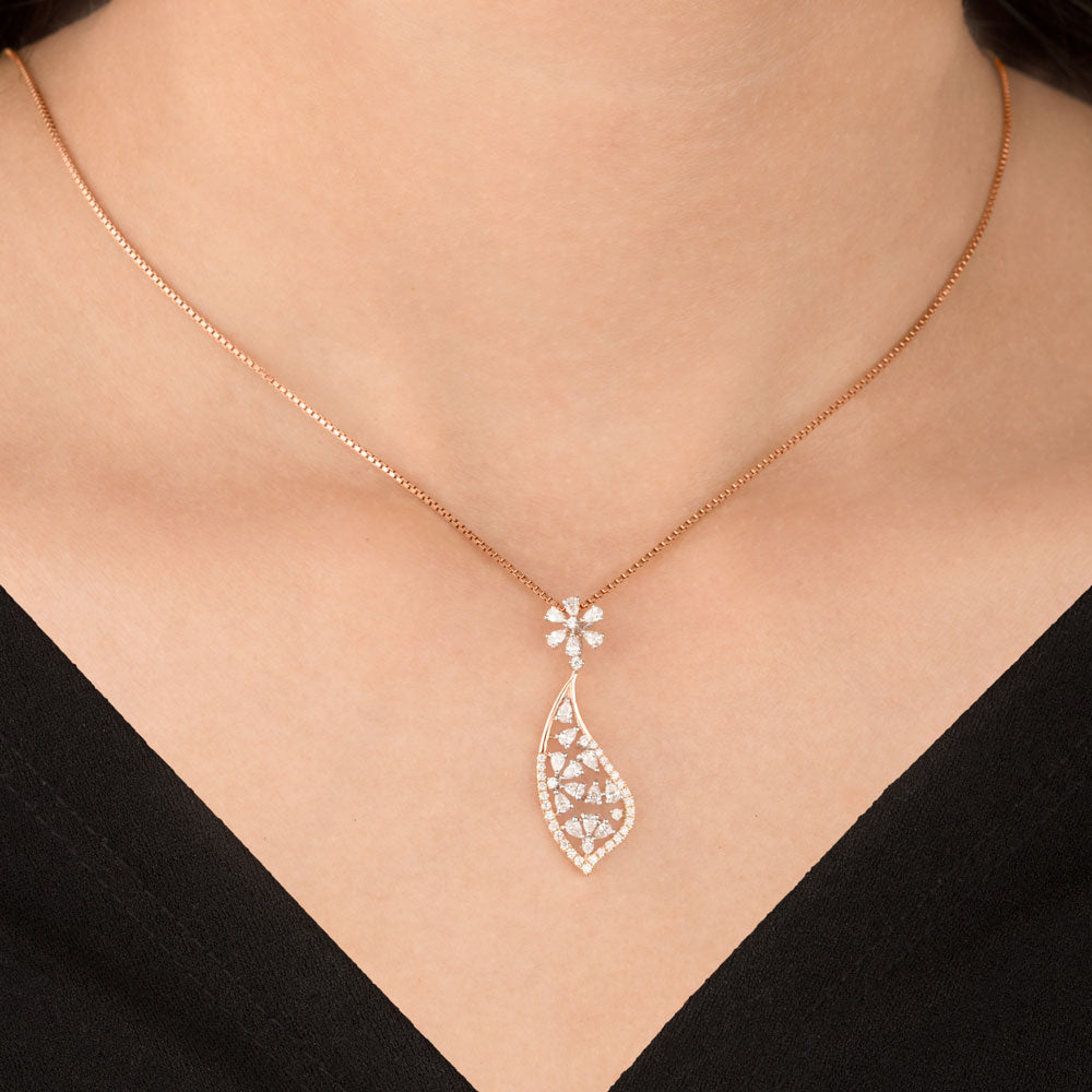 18K Two Tone Gold Diamond Pendant - 0.651ct VVS-EF