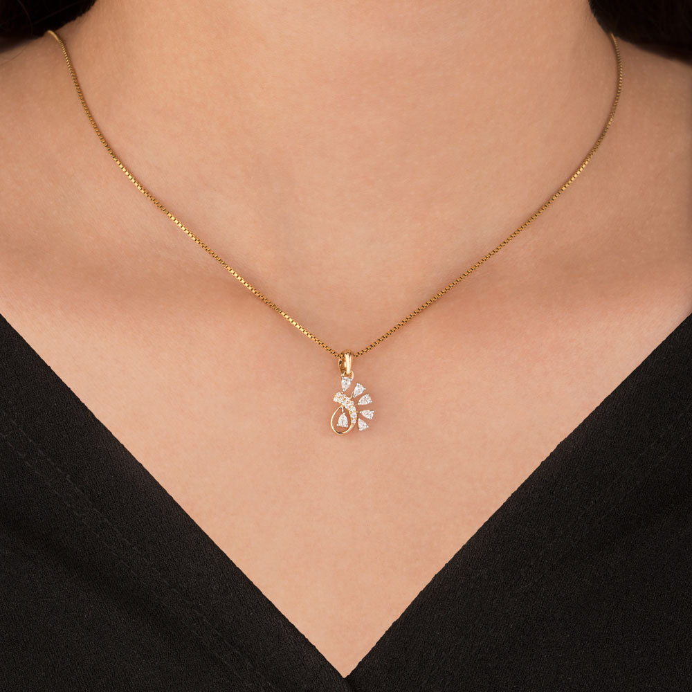 18K Two Tone Gold Diamond Pendant - 0.248ct VVS-VS-EF