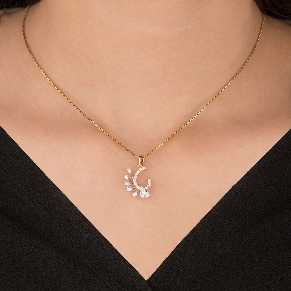 18K Two Tone Gold Diamond Pendant - 0.37ct VVS-EF