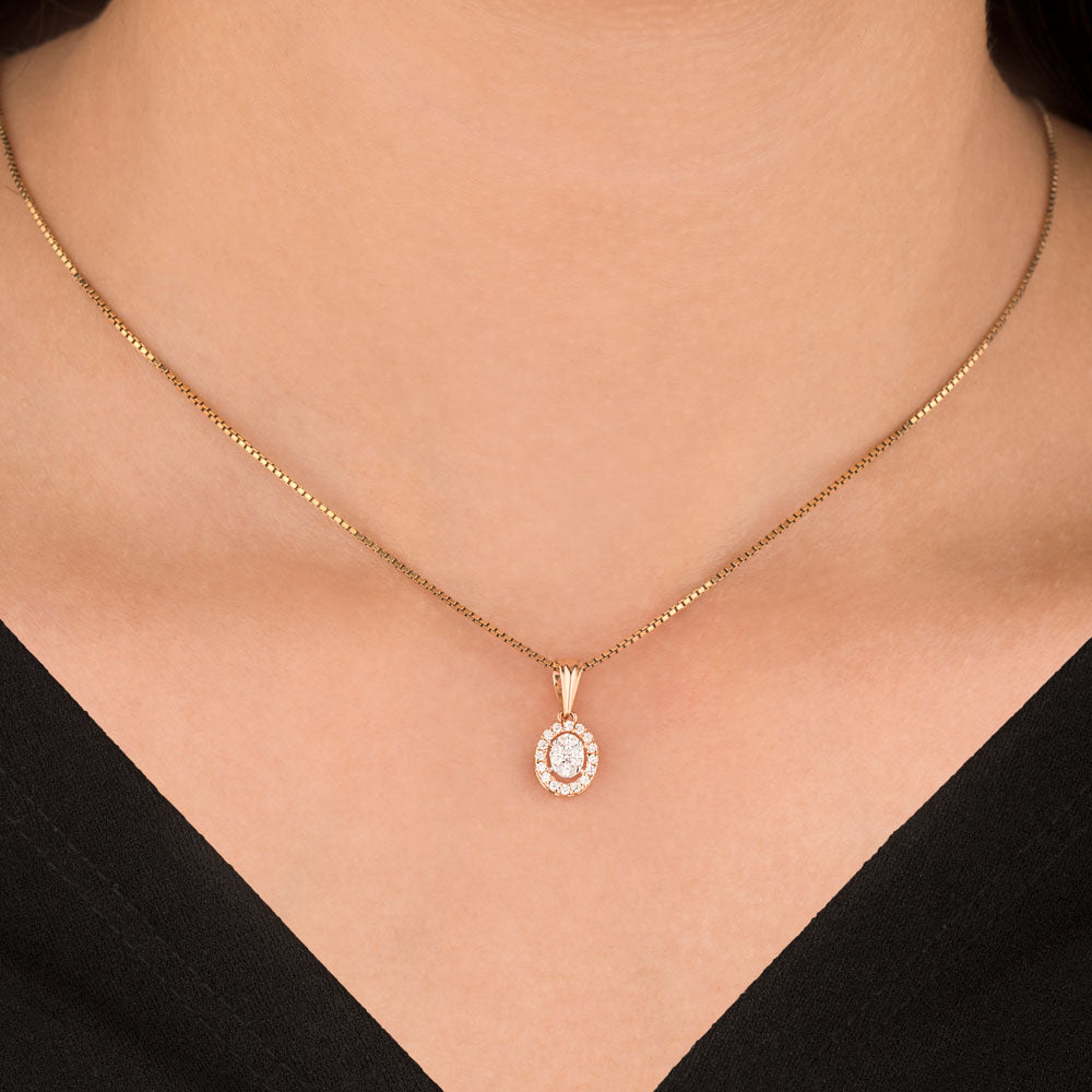 18K Two Tone Gold Diamond Pendant - 0.19ct VVS-EF