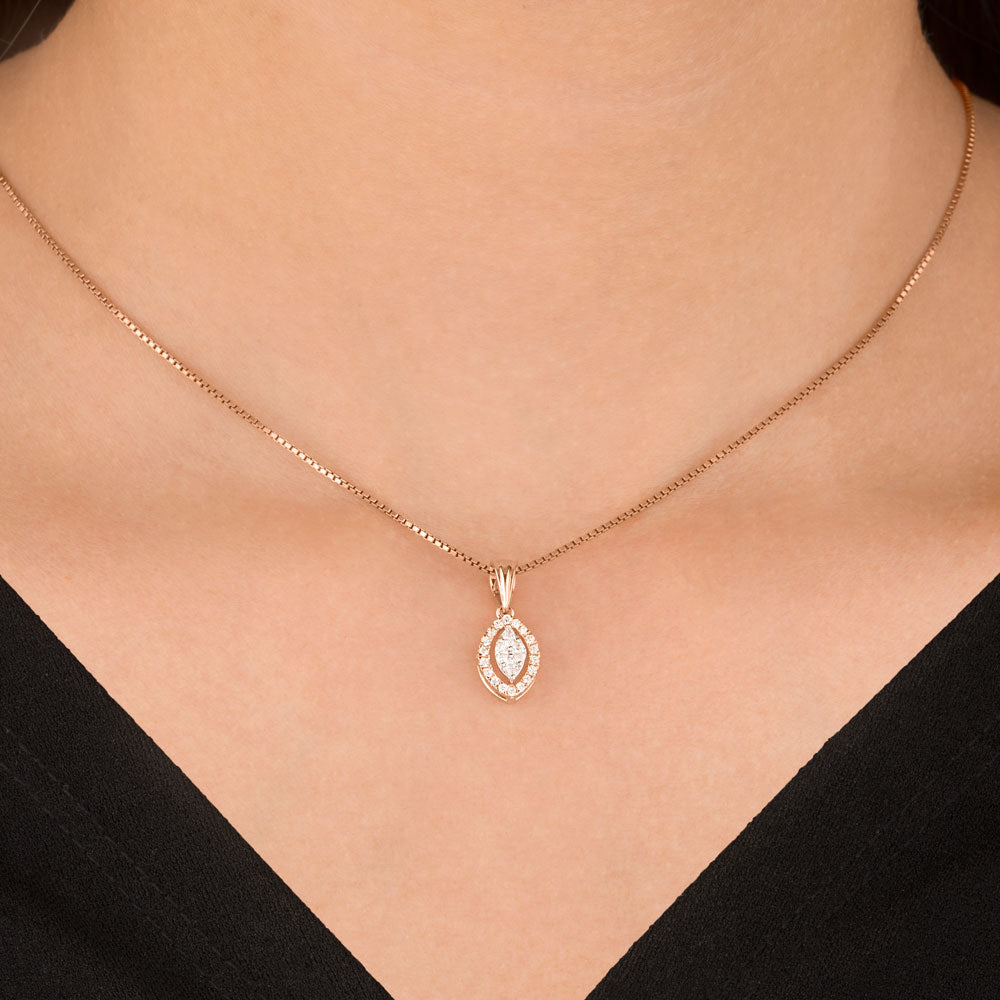 18K Two Tone Gold Diamond Pendant - 0.198ct VVS-VS-EF