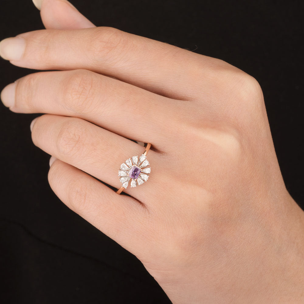 18K Two Tone Gold Diamond Ring - 0.318ct VVS-VS-EF with Colour Stones