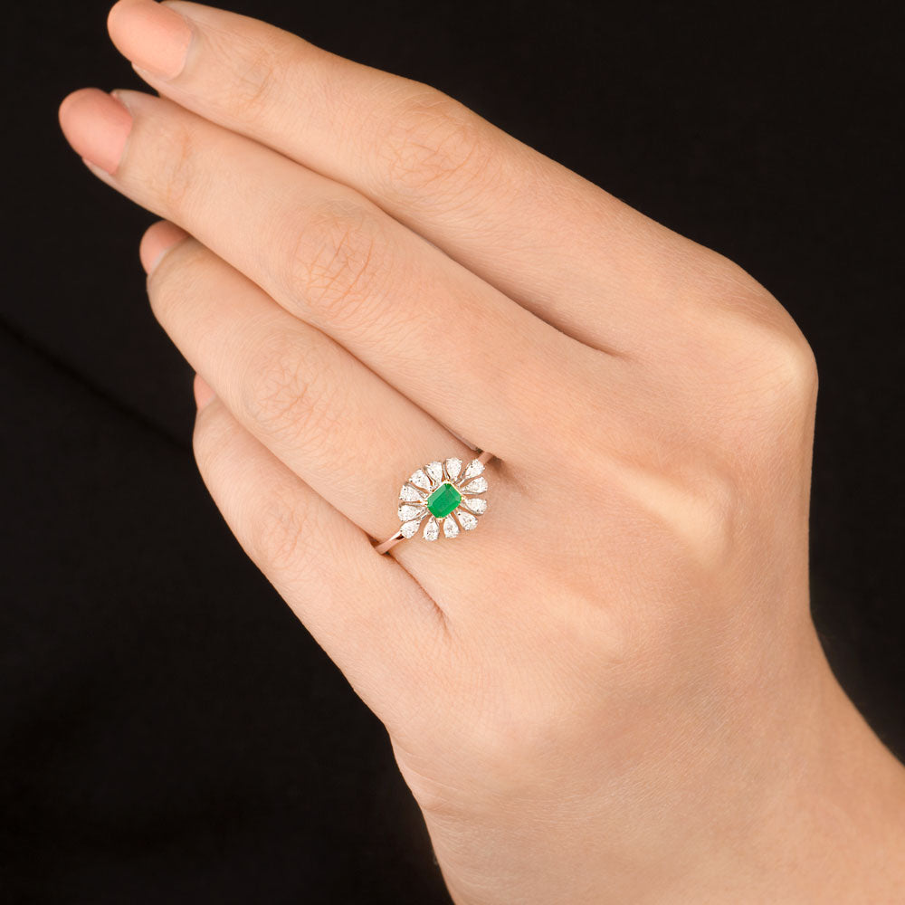 18K Two Tone Gold Diamond Ring - 0.335ct VVS-EF with Colour Stones