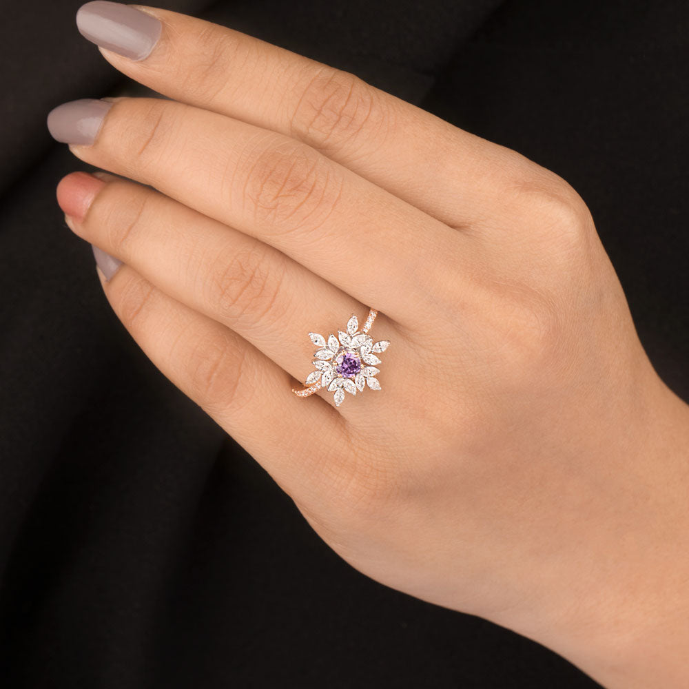 18K Two Tone Gold Diamond Ring - 0.625ct VVS-EF with Colour Stones