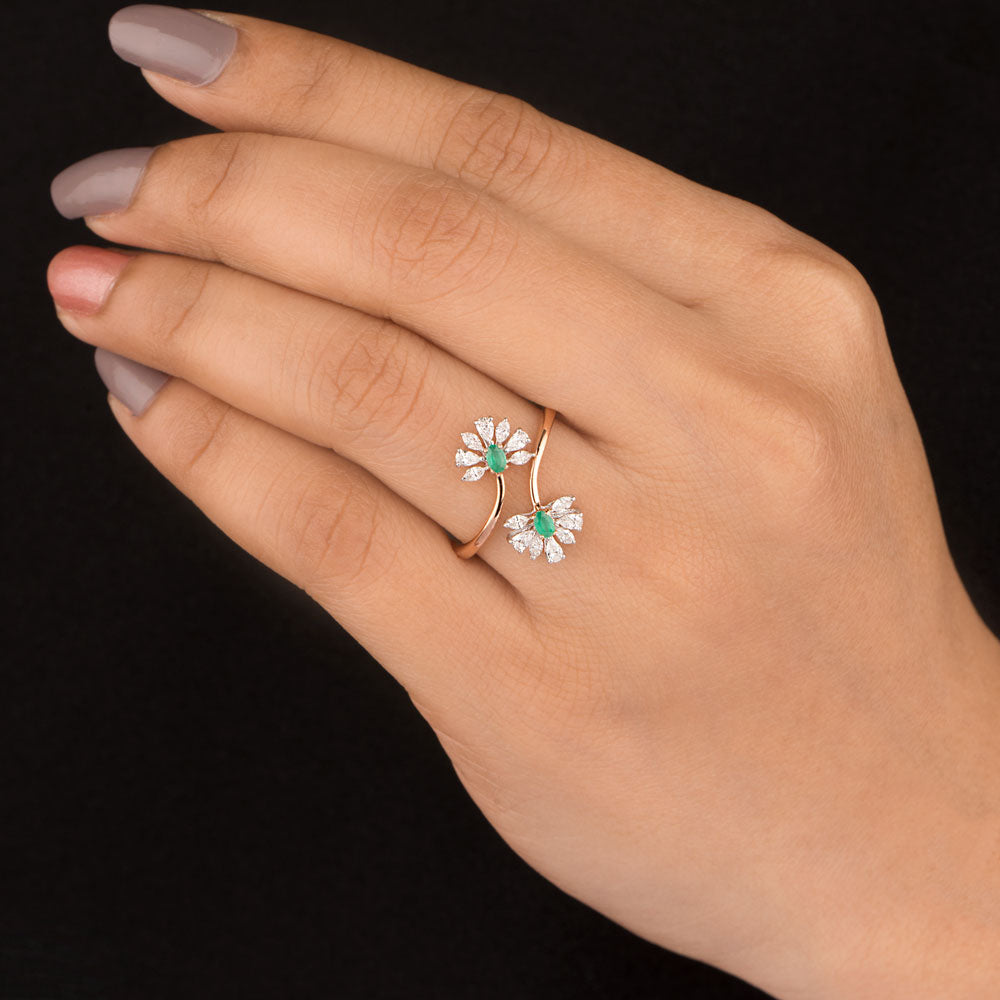 18K Two Tone Gold Diamond Ring - 0.358ct VVS-EF with Colour Stones