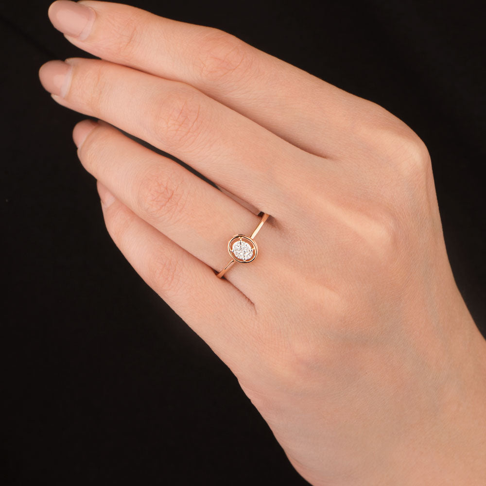 18K Two Tone Gold Diamond Ring - 0.087ct VVS-VS-EF
