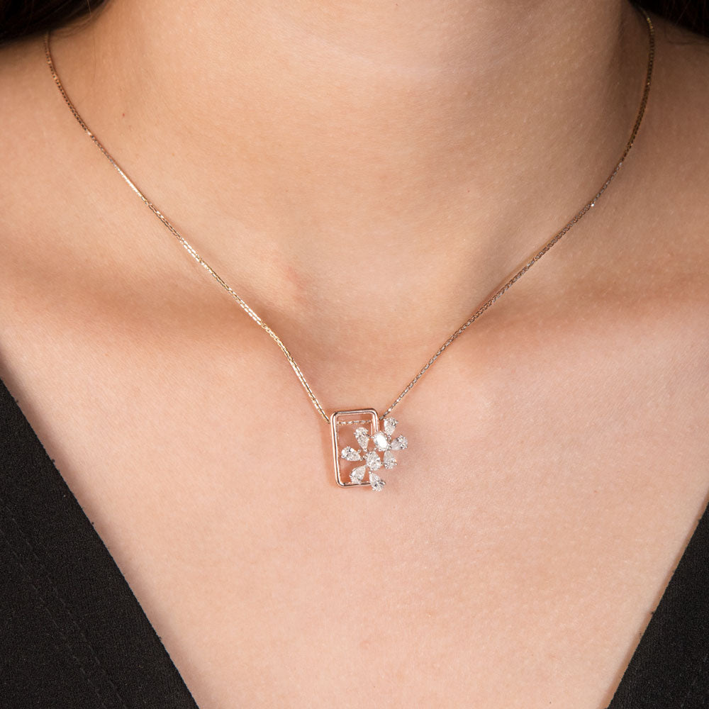 18K Two Tone Gold Diamond Pendant - 0.83ct VS-SI-EF