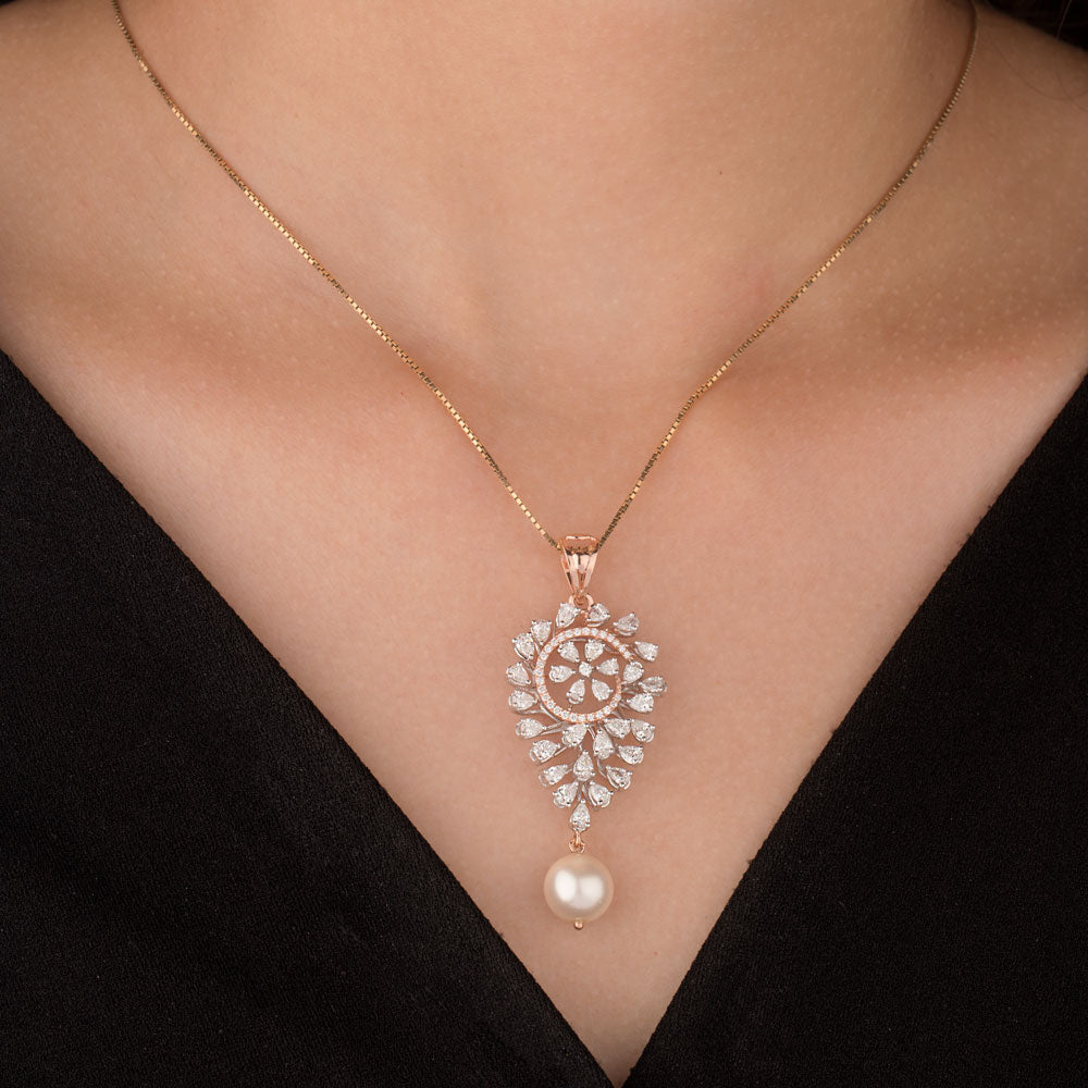 18K Two Tone Gold Diamond Pendant - 1.985ct VS-SI-FG with Colour Stones