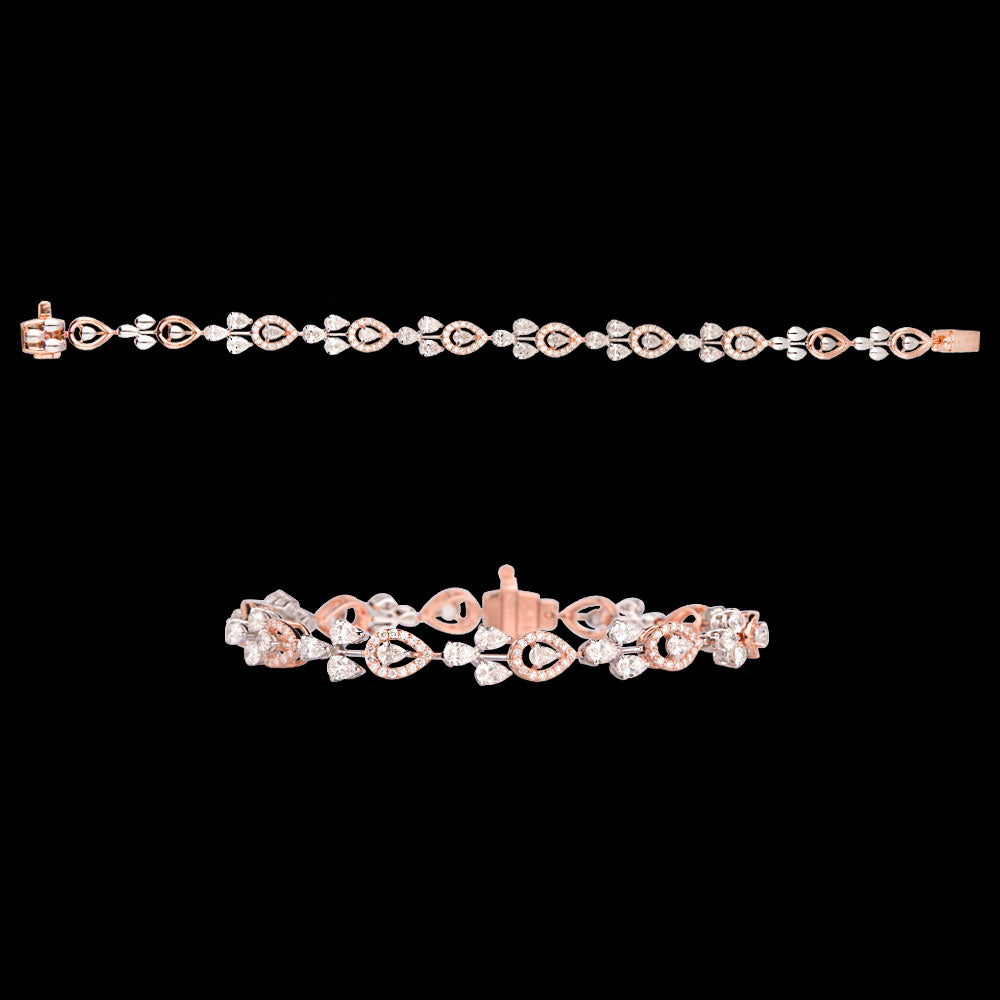 18K Two Tone Gold Diamond Bracelet - 3.342ct VVS-VS-FG