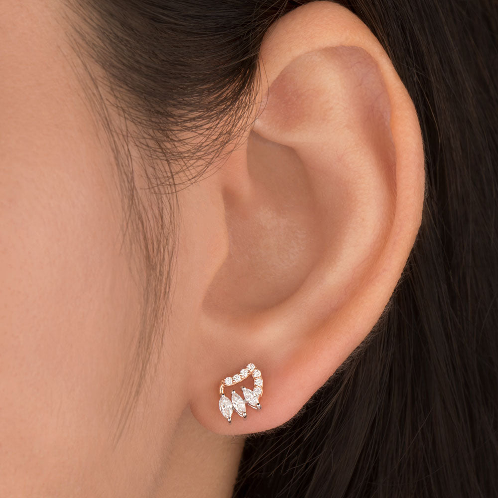 18K Two Tone Gold Diamond Earrings - 0.298ct VVS-VS-EF