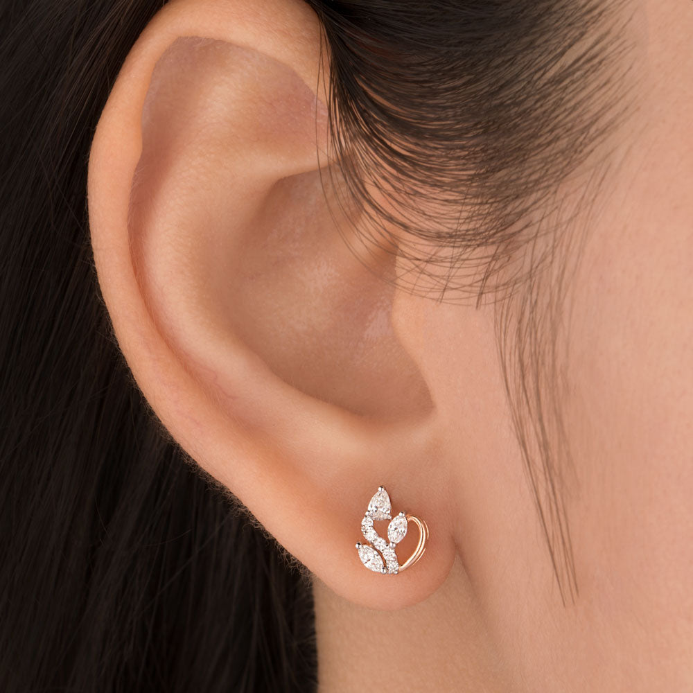 18K Rose Gold Diamond Earrings - 0.314ct VVS-VS-EF