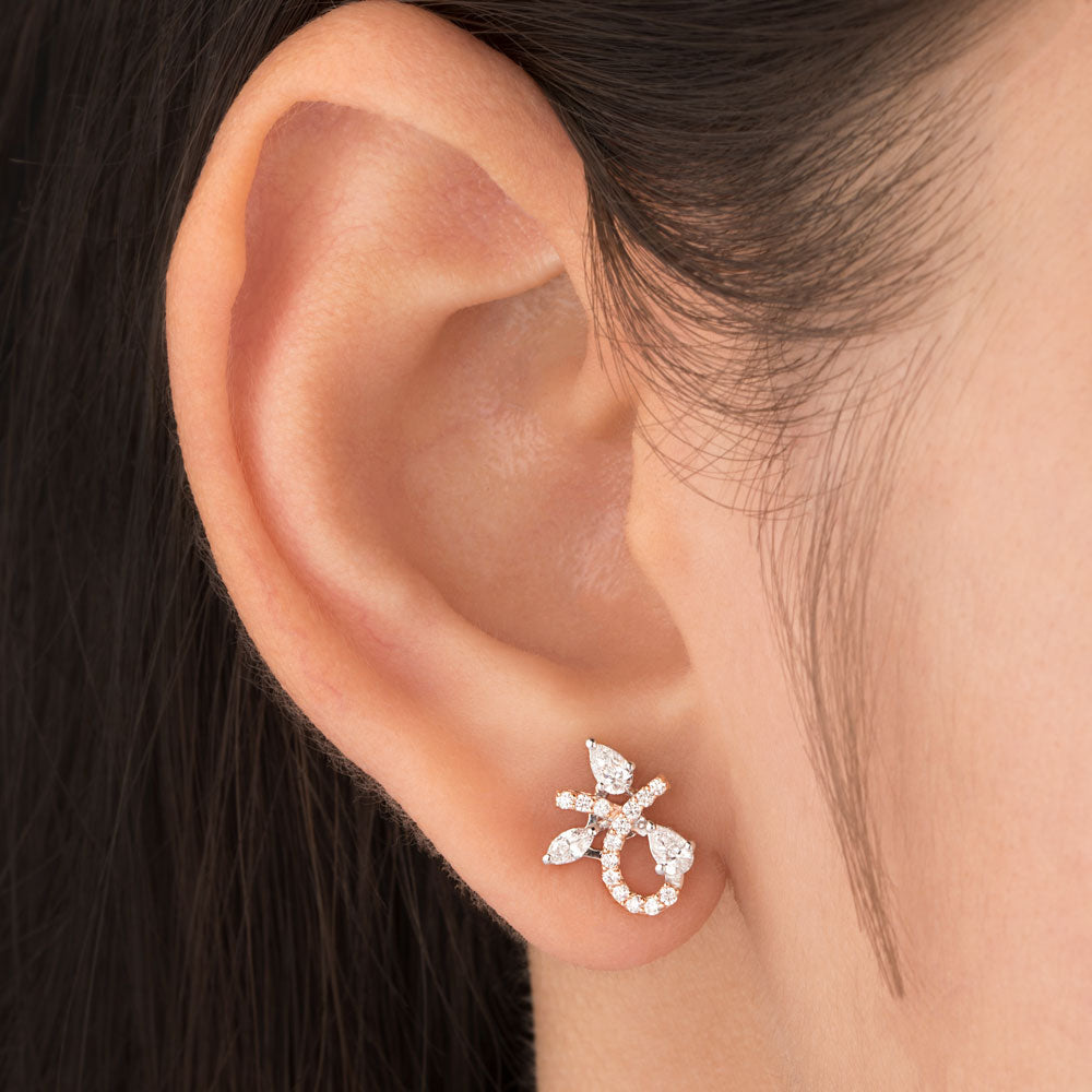 18K Rose Gold Diamond Earrings - 0.486ct VVS-VS-EF