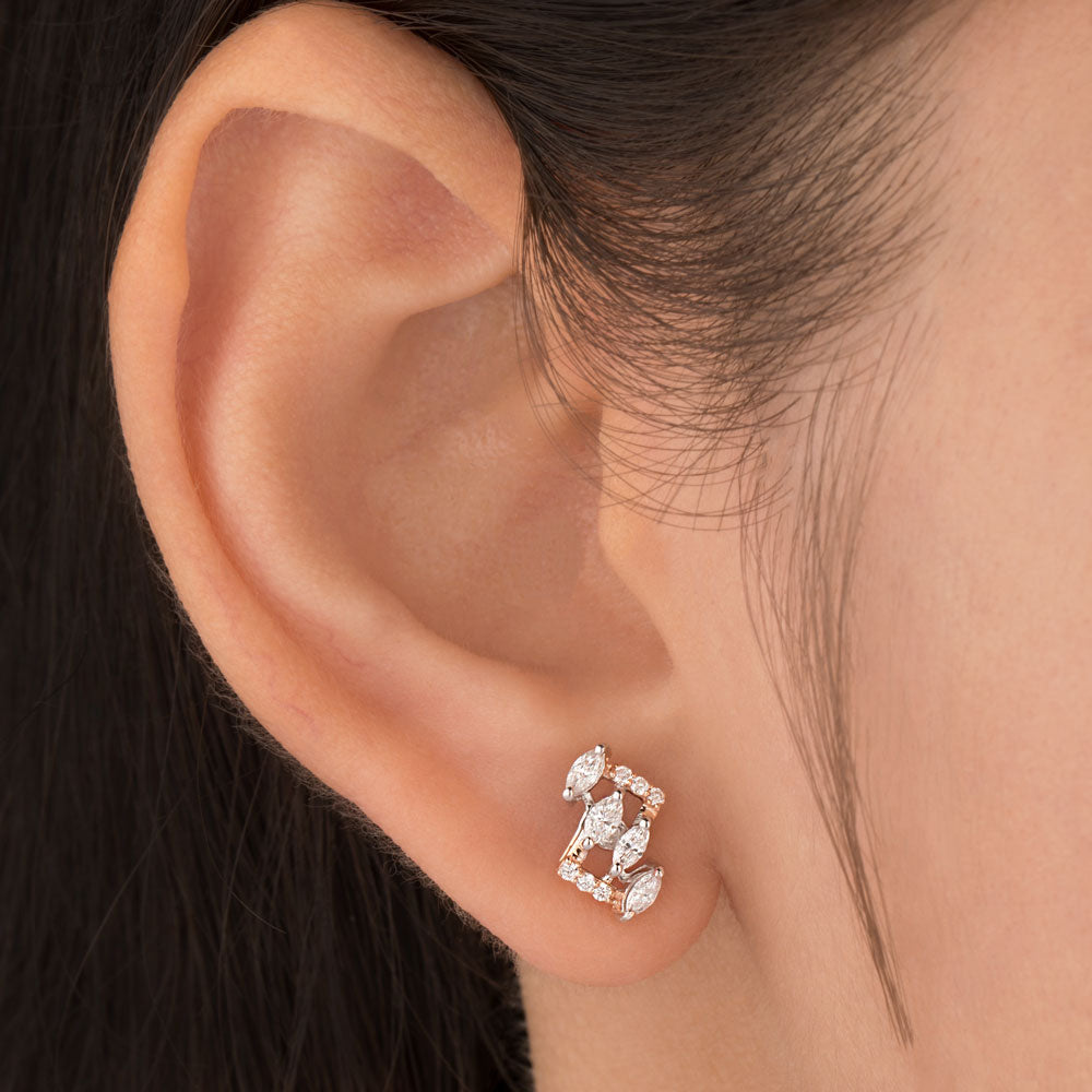 18K Two Tone Gold Diamond Earrings - 0.415ct VVS-VS-EF