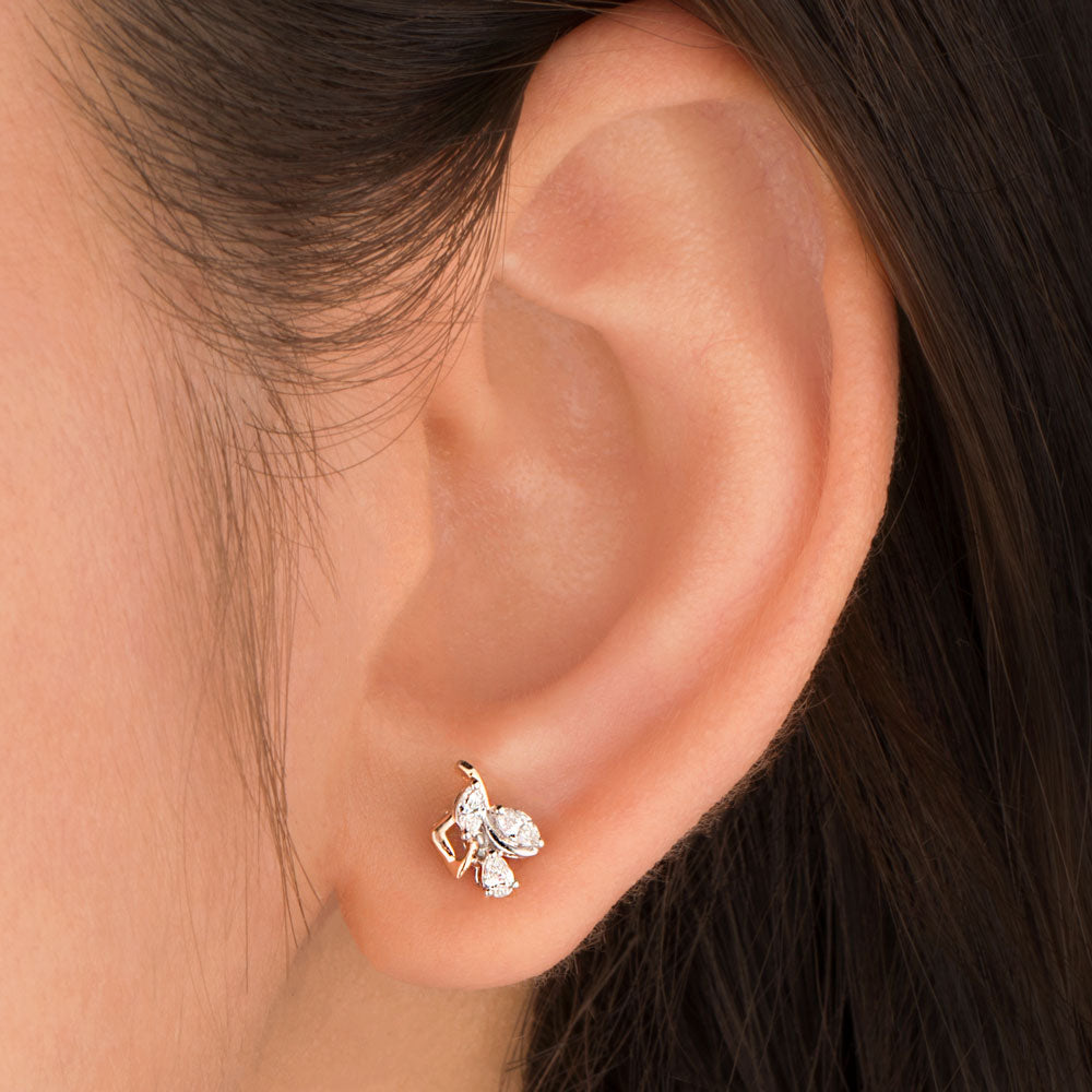 18K Two Tone Gold Diamond Earrings - 0.332ct VVS-FG