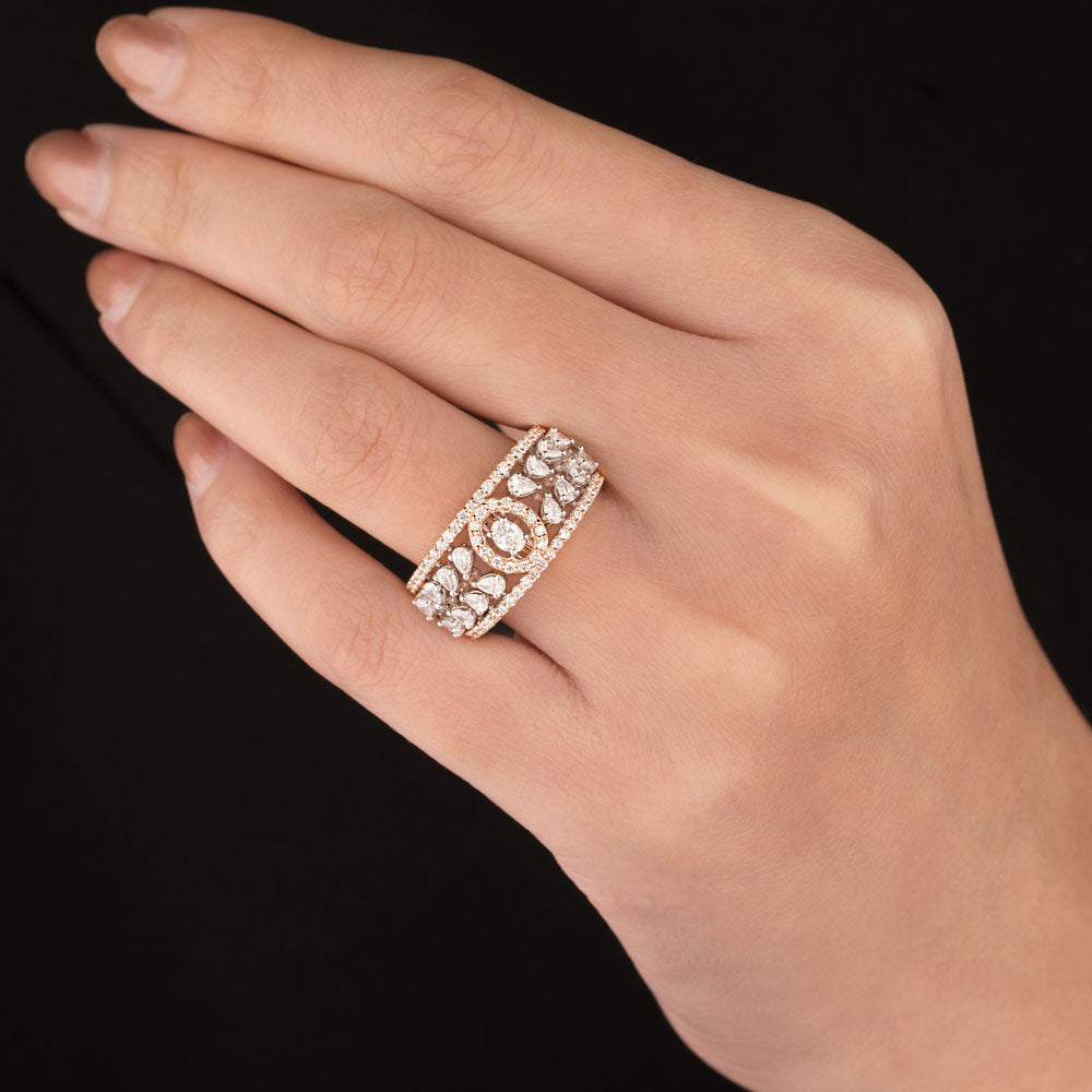 18K Two Tone Gold Diamond Ring - 0.987ct VVS-VS-FG