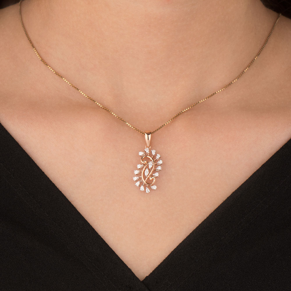 18K Two Tone Gold Diamond Pendant - 0.47ct VVS-VS-EF