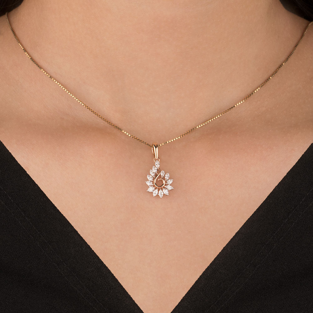 18K Two Tone Gold Diamond Pendant - 0.6ct VVS-EF