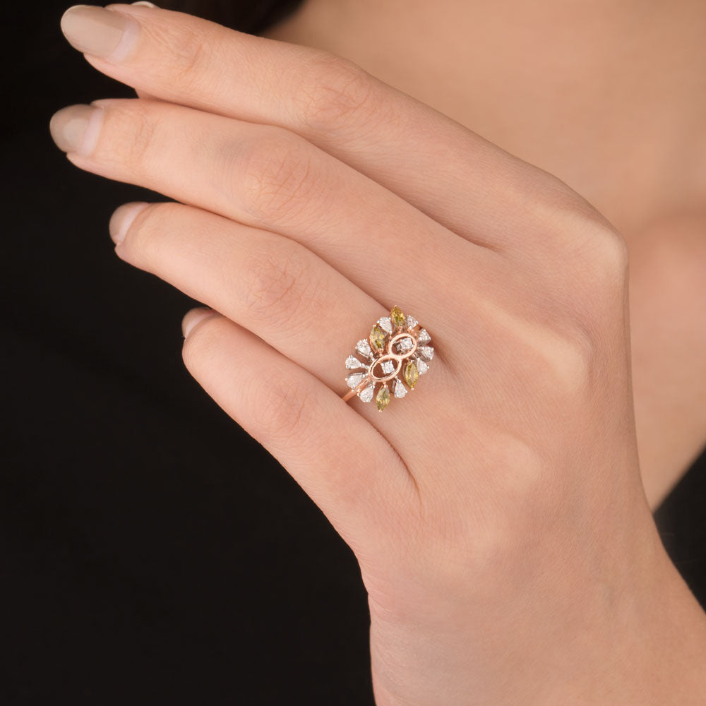 18K Two Tone Gold Diamond Jewellery - 0.44ct VVS-EF with Colour Stones