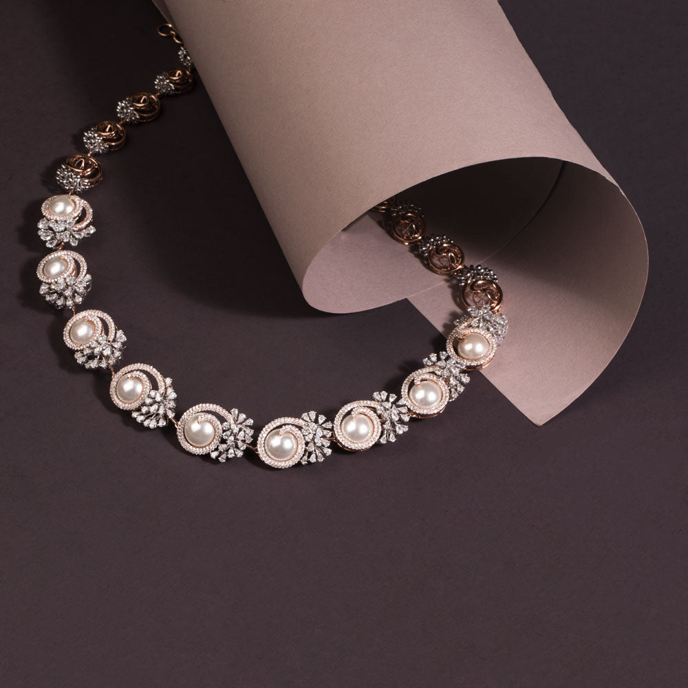 18K Two Tone Gold Diamond Necklace - 9.42ct VVS-VS-EF with Colour Stones