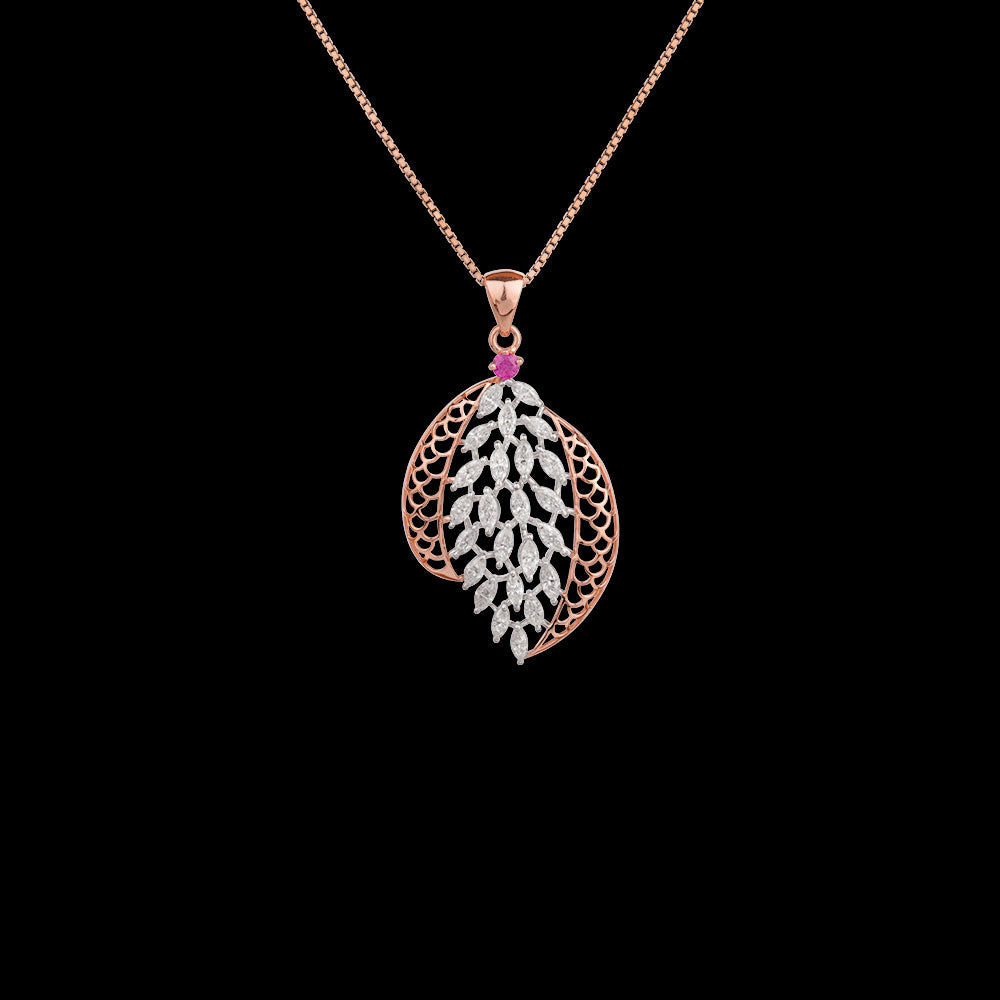 18K Two Tone Gold Diamond Pendant - 1.062ct VVS-VS-EF with Colour Stones