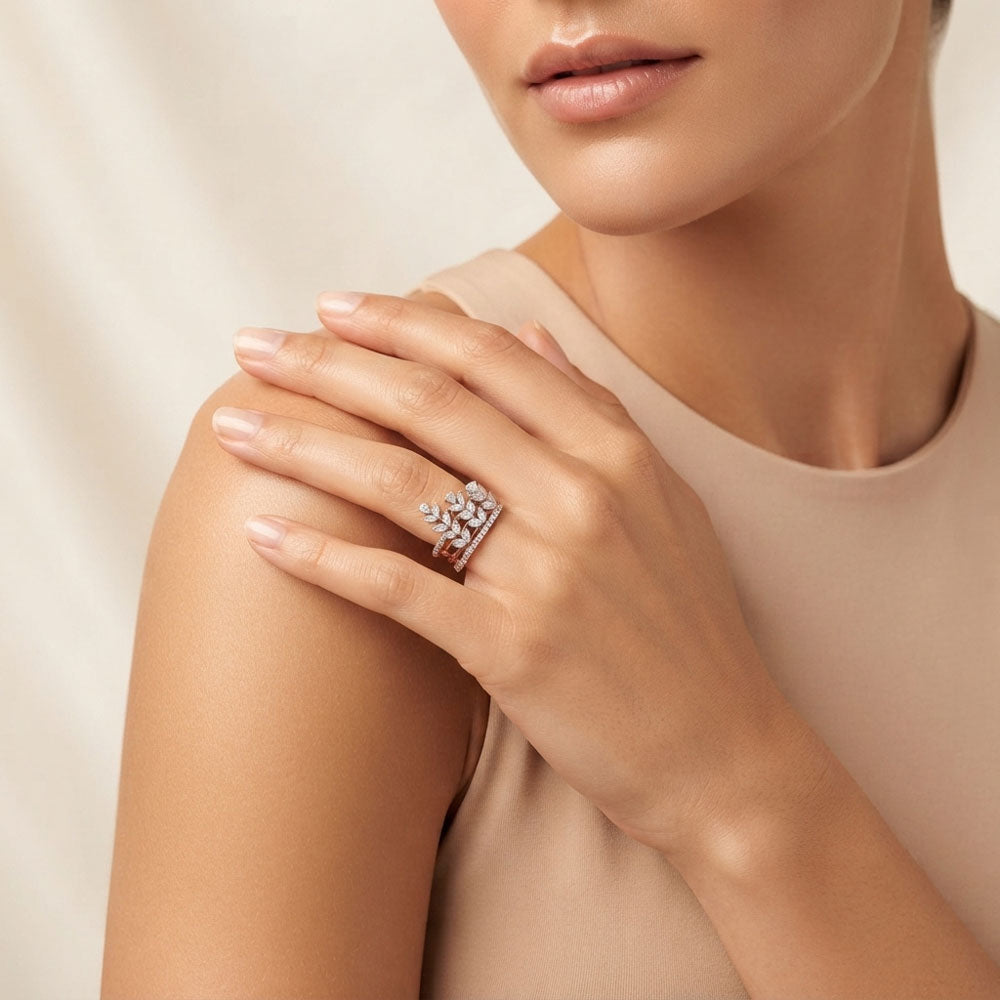 18K Two Tone Gold Diamond Ring - 1.051ct VVS-VS-EF