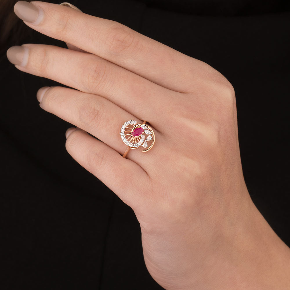 18K Two Tone Gold Diamond Ring - 0.304ct VVS-EF with Colour Stones