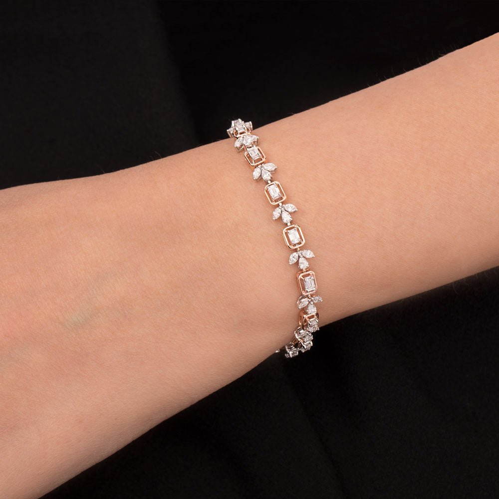 18K Two Tone Gold Diamond Bracelet - 1.87ct VVS-EF
