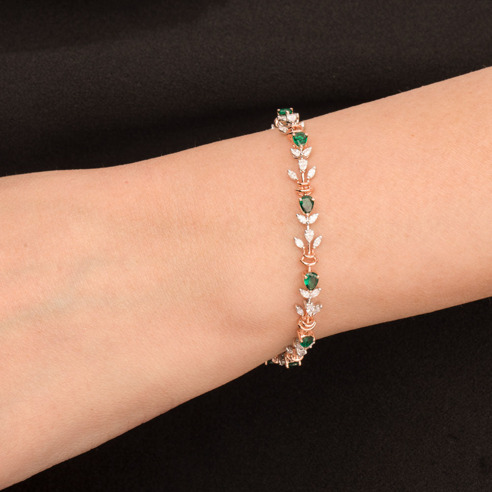 18K Two Tone Gold Diamond Bracelet - 1.24ct VVS-EF with Colour Stones