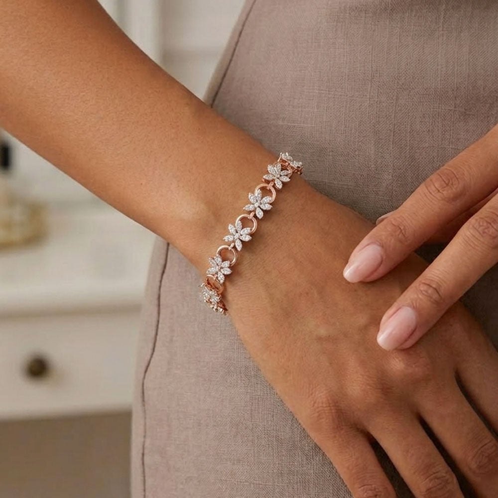 18K Two Tone Gold Diamond Bracelet - 2.44ct VVS-EF