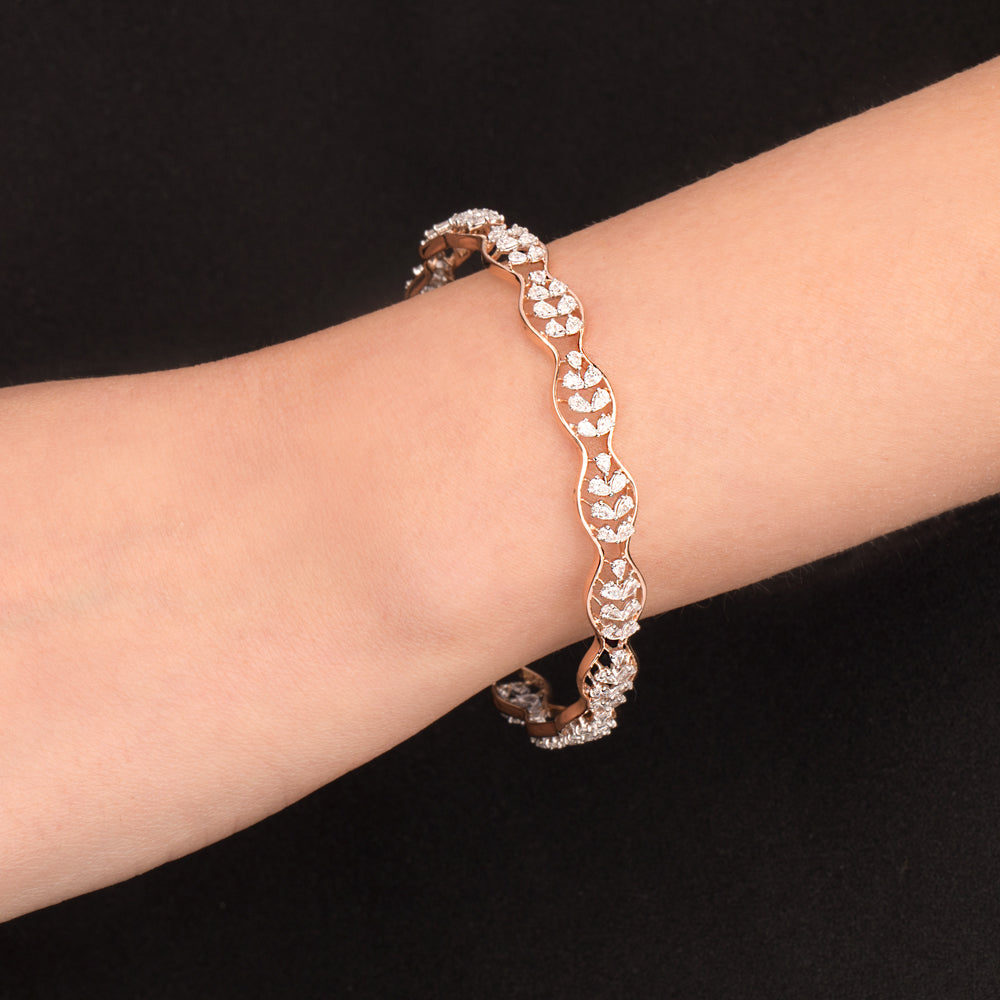 18K Rose Gold Diamond Bangle - 3.61ct VVS-EF