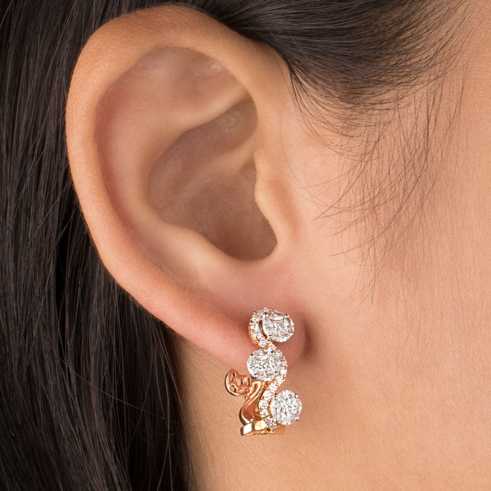 18K Two Tone Gold Diamond Earrings - 1.16ct VS-SI-FG