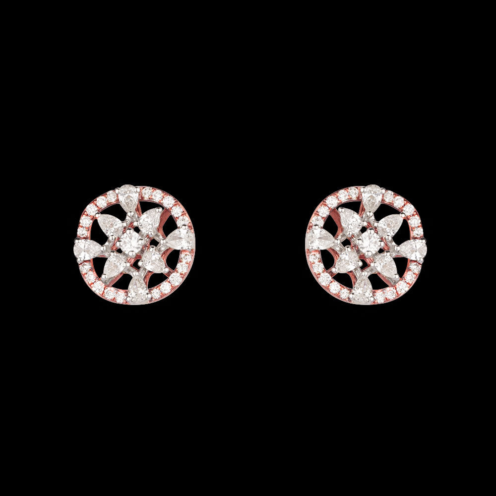 14K Two Tone Gold Diamond Earrings - 0.84ct VS-FG