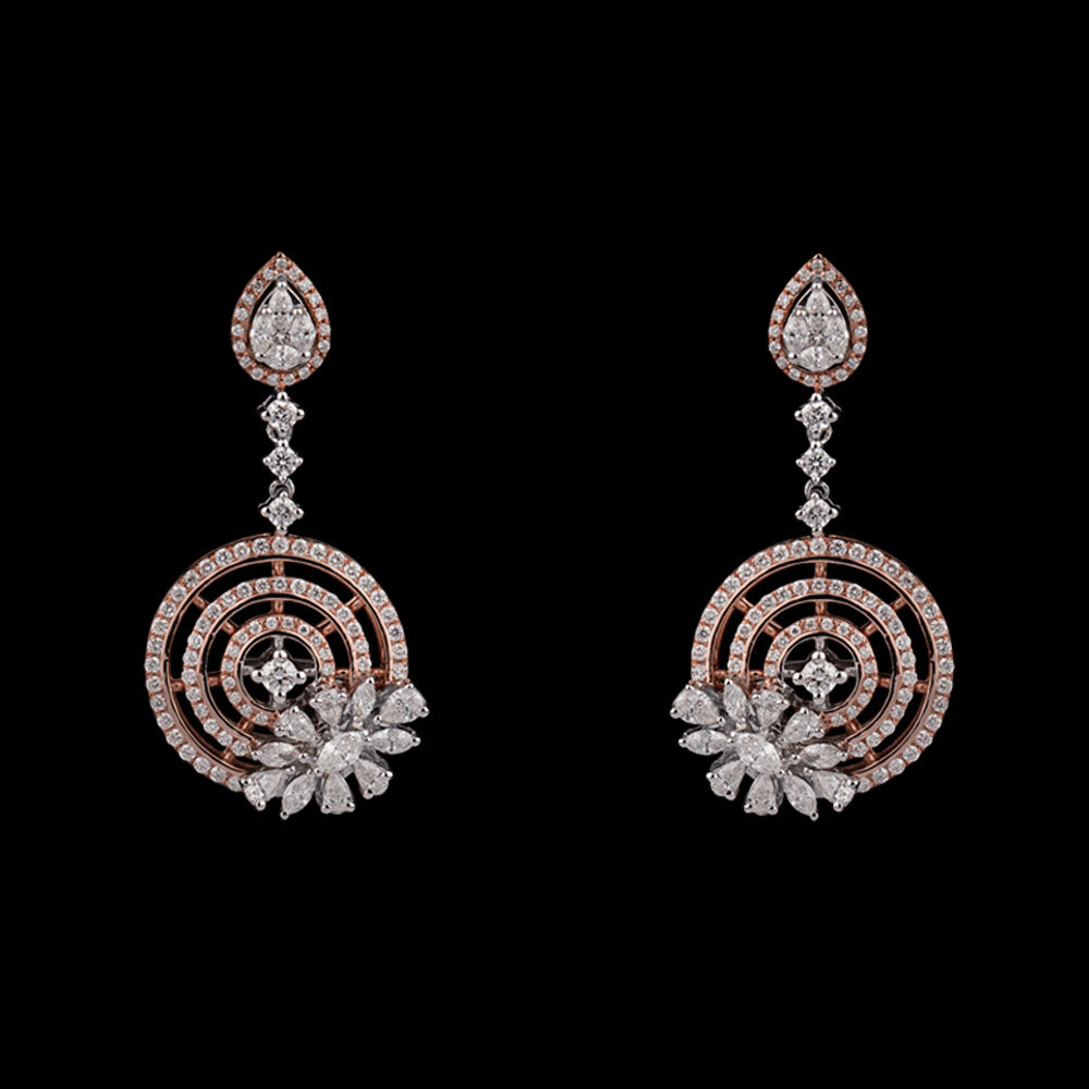 18K Two Tone Gold Diamond Earrings - 2.13ct VS-FG