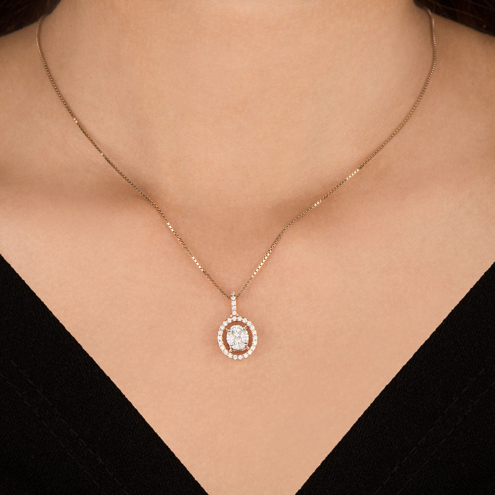 14K Rose Gold Diamond Pendant - 0.51ct VS-SI-FG