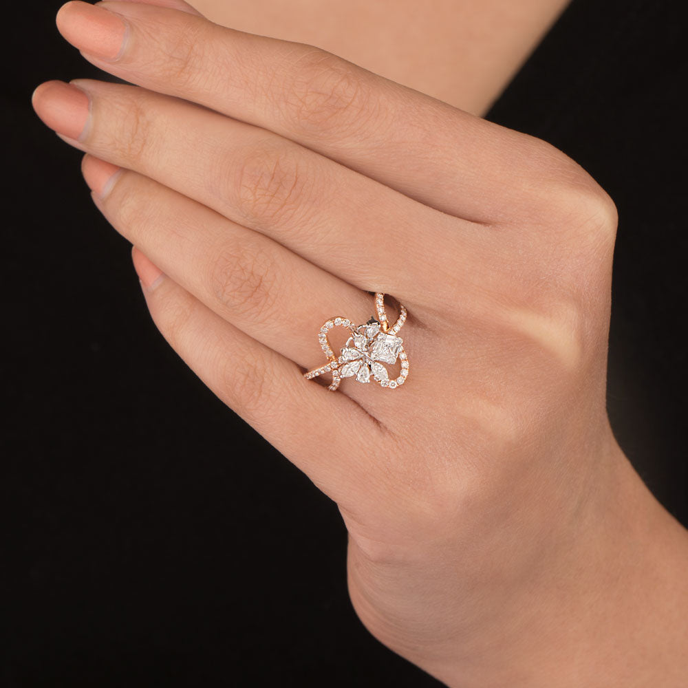 14K Two Tone Gold Diamond Ring - 0.94ct SI-GH