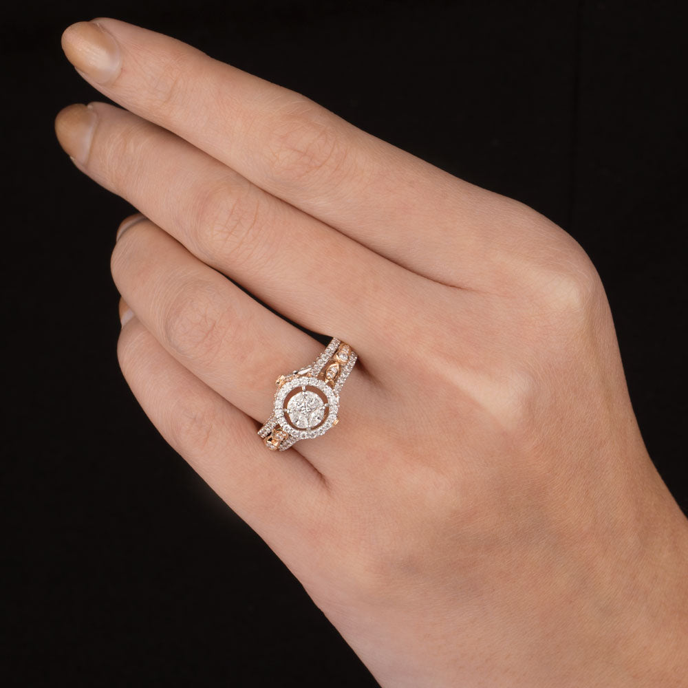 14K Two Tone Gold Diamond Ring - 1.32ct VS-FG