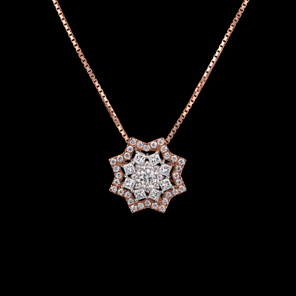 14K Two Tone Gold Diamond Pendant - 0.71ct SI-GH