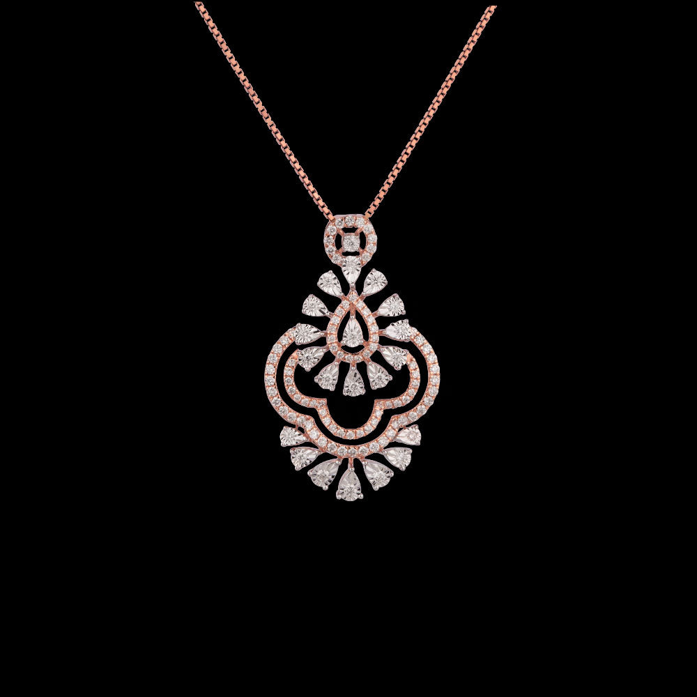 14K Two Tone Gold Diamond Pendant - 0.7ct VVS-VS-GH