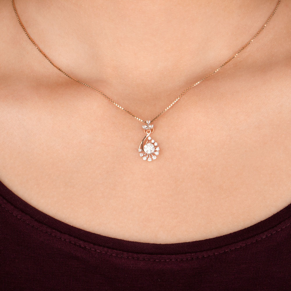 14K Two Tone Gold Diamond Pendant - 0.24ct VVS-VS-GH