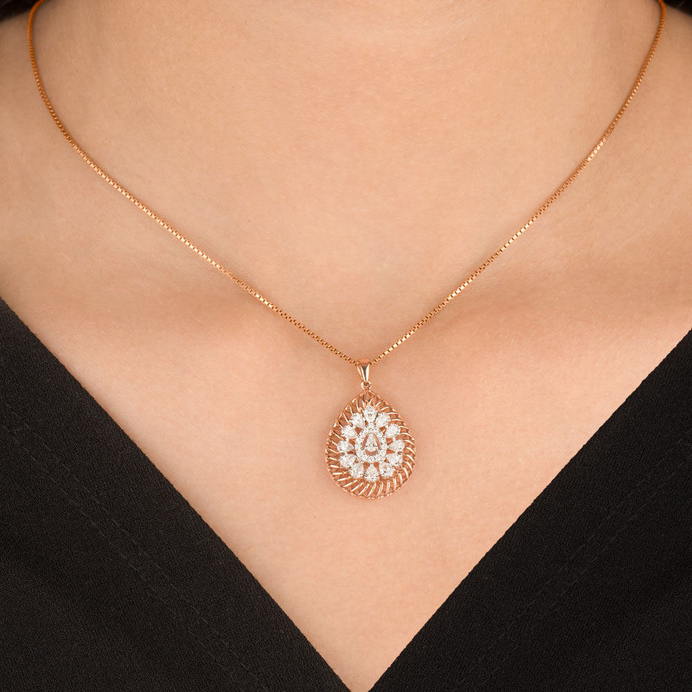 14K Two Tone Gold Diamond Pendant - 0.83ct VS-SI-FG