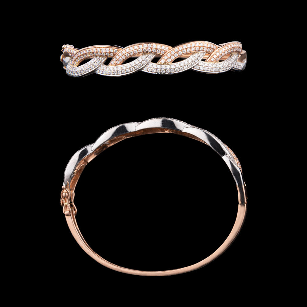 14K Two Tone Gold Diamond Kada - 1.21ct SI-GH