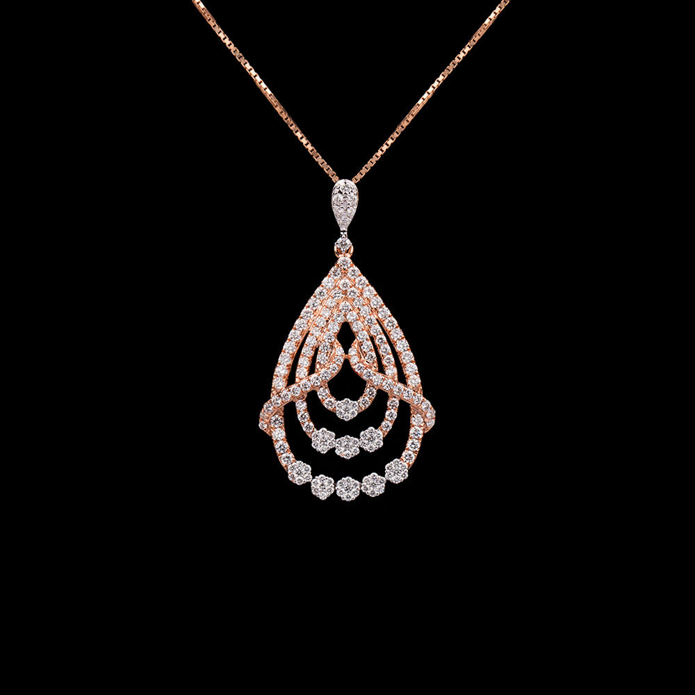 14K Two Tone Gold Diamond Pendant - 1.81ct VVS-VS-GH