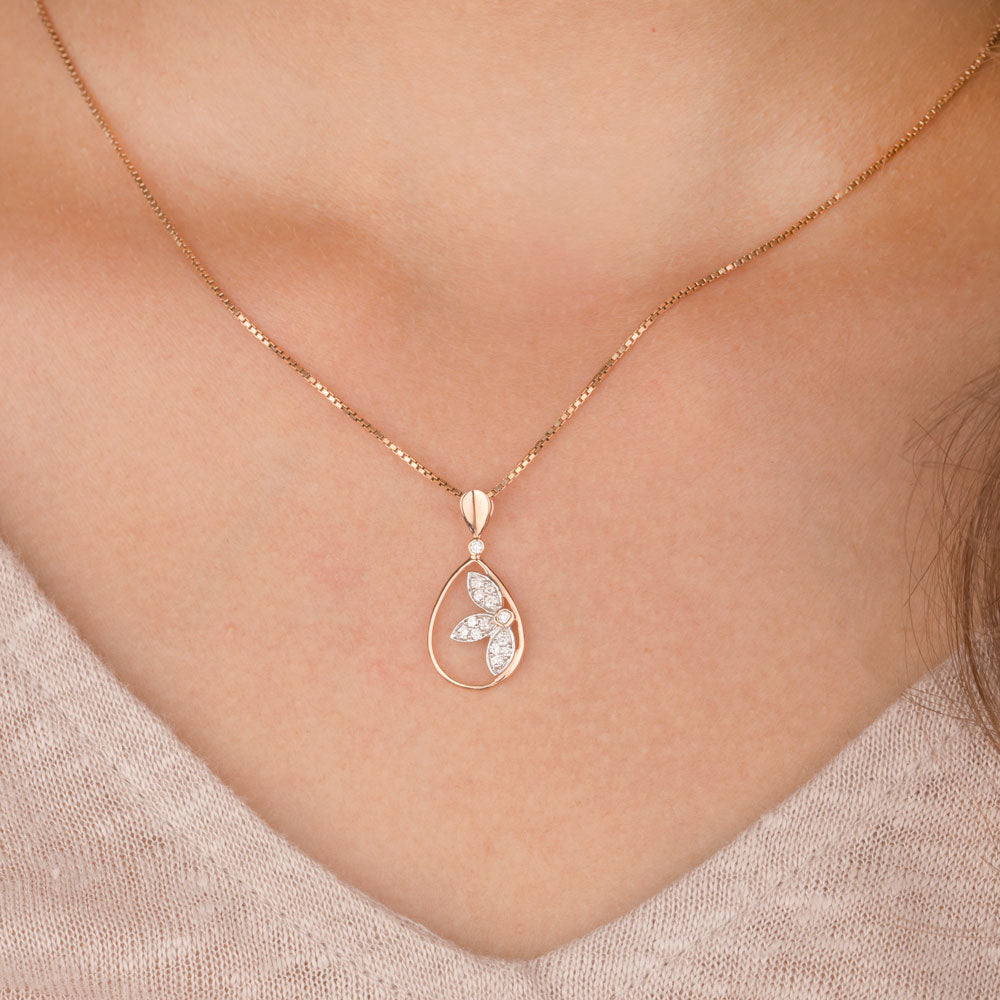 14K Two Tone Gold Diamond Pendant - 0.13ct VVS-VS-GH