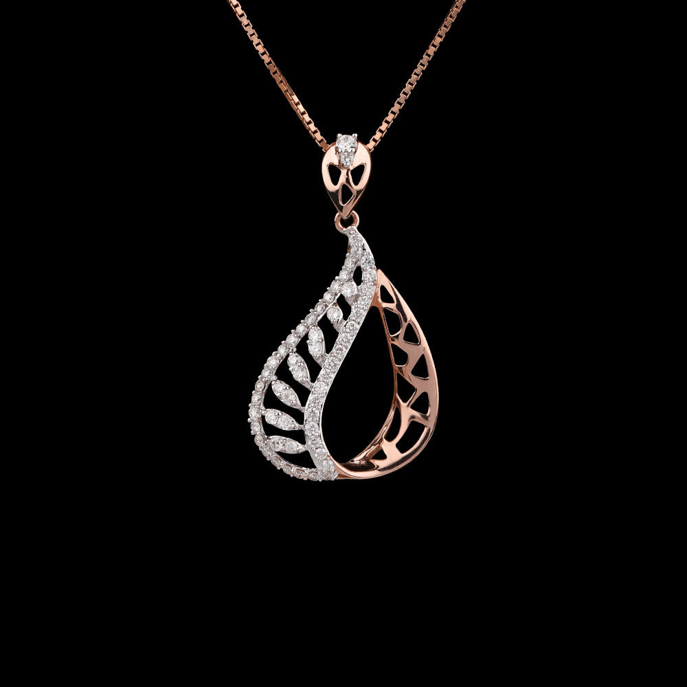 14K Two Tone Gold Diamond Pendant - 0.5ct VVS-VS-GH