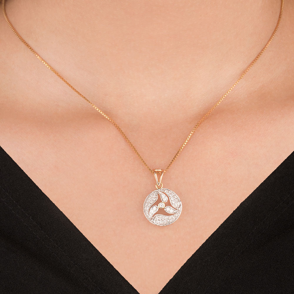 14K Two Tone Gold Diamond Pendant - 0.46ct VS-SI-HI