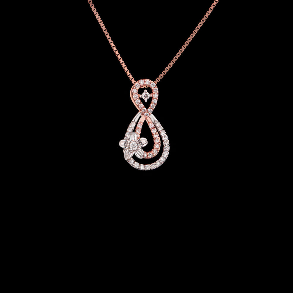 14K Two Tone Gold Diamond Pendant - 0.34ct VVS-VS-GH